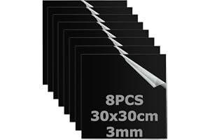 SHUESS 8 stycken akrylglas platta svart 3 mm 30 x 30 cm – svart akrylplatta svart akrylplatta skyddsfolie på båda sidor plast