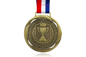 YUJUE First Place Medal, Large Medal - 3.34Inch Wide - GOlympic Style Winner Medals Gold & Stripes Neck Ribbon - Perfect for Any Competition, Coaches, Students, Athletes and Academics