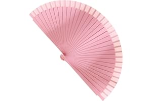 GOLSHINE Folding Hand Fans Hand Fans Folding Fand Handheld Fans Fans with Tassel for Women Chinese Ancient Style Handheld Fans for Birthday Gift Wedding Cosplay Party Decoration (Pink)