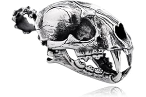 HCMA Pendentif en Acier Inoxydable 316L 3 Style 3D pendentifs crâne de Tigre à Dents de Sabre Vintage Punk Hip Hop Rock Bijoux Cadeau
