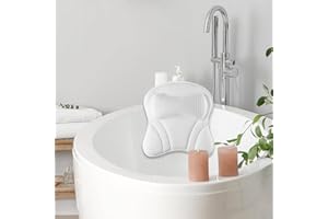 Hniuyun Bath Pillow, Non-Slip Bathtub Pillow with Strong Suction Cups, Ergonomic Bath Pillows for Tub Neck and Back Support, Soft Bath Spa Pillow, Machine Washable