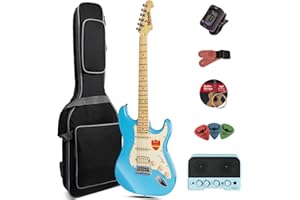 BULLFIGHTER Chitarra elettrica per adulti principianti ingresso rock Suit di chitarra professionale -lettore di livello per uomini e donne, con altoparlante per chitarra Bluetooth -D120 (Blu)…