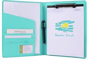 GEILA Portfolio en cuir A4 pour l'école et le travail - porte-document pour CV, presse-papiers, documents légaux, de conférence (bleu)