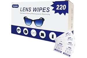 ICEPAC glass Wipes - 220 Pre-Moistened Individual Wrapped clean Wipes | Safely Clean Glasses, Sunglasses, Phone Screen, Electronics & Camera Lens
