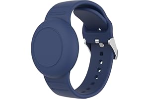 Meliya Niños Impermeables para Pulsera Airtag,Correas de Reloj de AirTags,Funda de Ajustables Correa de Rastreador GPS Antipérdida de Silicona(Azul Marino)