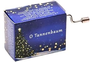 KURBELWERK Spieluhr mit dem beliebten Weihnachtslied O TANNENBAUM, Mini-Drehorgel, Spieldose, Musik Box schönes Geschenk im kunstvoll bedruckten Karton mit abgedruckten Liedstrophen