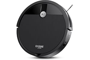 ‎EASINE EASINE Saugroboter, Bürstenloses Design Staubsauger Roboter, Starkes Saugen, Selbstladend, Fernbedienung, Flach, Leise, Geeignet für Tierhaare & Hartböden, E3