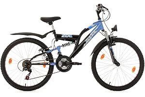 KS Cycling VTT Enfant Tout Suspendu 24'' Zodiac Bleu TC 38 cm