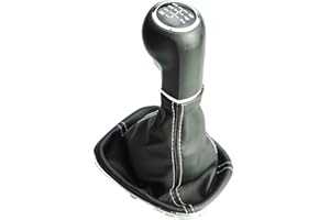 Newtown2700-parts Pommeau de levier de vitesse + soufflet + cadre avec coutures blanches + cadre 6 vitesses compatible avec Opel Corsa D E Adam