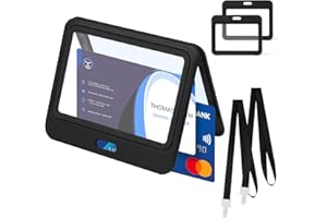 OFFCUP Porta Badge Titulares con Cordón, 2PCS Porta Tarjetas de Identificación, Protector para ID Transparente Funda para Tarjeta Badge Holder para Personal Estudiantes Exposiciones (Horizontales)