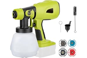 YWNYT Akumulatorowy system natryskowy do akumulatora Ryobi 18 V, przenośny elektryczny pistolet z 4 dyszami (1/1,8/2,5/3 mm), 3 wzory natryskowe i pojemnik 1000 ml