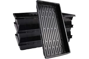 Mengxin 6 Stücke Pflanzschalen Kunststoff Rechteckig Sämling Starter Zuchtschalen zum Sämlinge Pflanzenkeimung Gewächshaus Hydroponik (schwarz)