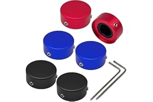 SOLUTEK Aluminum Guitar Pedal Footswitch Toppers w/ 3 Set Screws – Non-Slip, Barefoot-Friendly Solutek Buttons (Blue Red Black, V1 for 3/8" 10mm Switch)