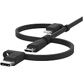 Belkin Evrensel Kablo (3'&uuml; 1 arada USB-C, Lightning, Micro-USB Şarj Kablosu) Akıllı Telefonları, Tabletleri, G&uuml;&ccedil; Bankalarını 