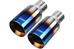 U-POWER Upower 2.5 Inch Inlet 4 Inch Outlet Exhaust Tip 2 1/2" to 4" Blue Burnt Exhaust Tailpipe 9" Long Double Wall Straight Cut 304 SS Weld On Pack of 2