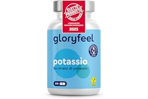 GLORYFEEL Potassio Integratore, 270 Capsule, Eletto PRODOTTO DELL'ANNO 2025, Vegano, 800mg Citrato di Potassio Puro, Scorta 4 Mesi, Supporto Muscoli Nervi e Pressione Sanguigna, Senza Additivi, 100% Vegan
