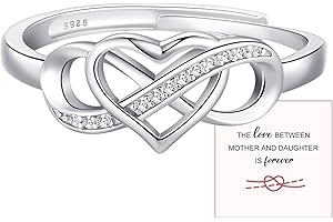 BMMYE 925 Sterling Silver Rings for Women Love Knot Rings Adjustable Open Finger Feather Rings Jewelry Gifts Crossed Rings for Women with Cubic Zirconia