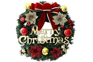 BKRDTY Świąteczny wieniec Wesołych Świąt Bożego Narodzenia Sztuczna wieniec Boże Narodzenie Wielokrotnego użytku Boże Narodzenie Wieniec na Boże Narodzenie Dekoracje Ścienne Drzwi