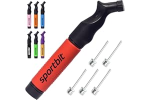 ‎SPORTBIT SPORTBIT Ballpumpe mit 5 Nadeln Set - Handpumpensystem zum Aufpumpen - Passt für jeden Sportball Volleyball Basketball Fußball Gymnastik Soccer Ball, Aufblasgerät Luftpump