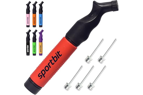 SPORTBIT Pompe à Ballon avec 5 Aiguilles – Système Push & Pull – Pompe à Air Portable pour Football, Basketball, Volleyball et Ballons de Sport