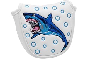 Barudan GOLF Shark Magnetische Golfschlägerhaube, Putter-Schlägerhaube, PU-Leder, Golfschläger-Schutzhülle für Schlägel, passend für Odyssey Stroke Lab, 2ball, White Hot Pro