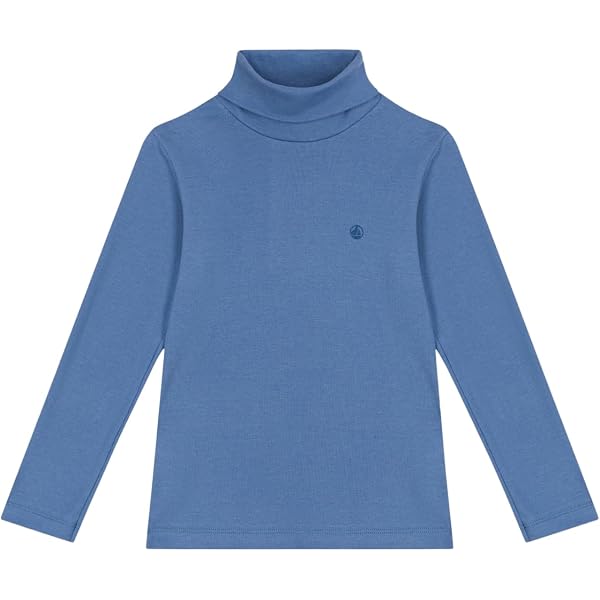 Maglione Manica Lunga Petit Bateau Per Bambine E Ragazze - 100% Cotone, Colletto Alto, Bottoncino Spalla