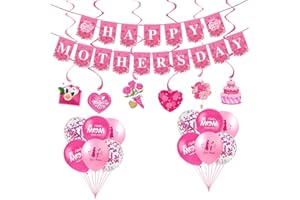 SOPSTUO Mothers Day Decorations - Happy Mothers Day Banner Balloon Hanging Spiral Decorations, Best Mum Gifts from Daughter Son for Mothers Day Party Decor Supplies