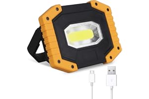 30W Rechargeable Portable Work Light, T-SUN LED Floodlights with USB, Spotlight Waterproof Outdoor for Car Repairing, Fishing, Camping, Emergency Security Lights, 3 Modes (Battery Included) 1-Pack