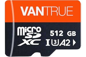 Vantrue - Tarjeta de Memoria microSDXC UHS-I U3 4K (512 GB) con Adaptador Compatible con Dashcam, Smartphone, Tableta, cámara de acción y cámara de vigilancia (512 GB)