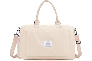 WINSPANSY Bolsa de Viaje，Gimnasio Mujer Hombre Portatrajes Impermeable con Compartimento Zapatos Viaje Para El Fin De Semana Mamás Deporte La Piscina Viaje Gimnasio Gym Duffle Bag Blanco