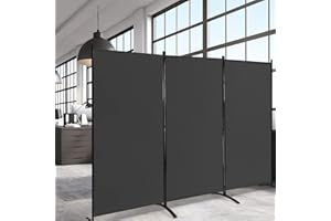 N\A GiantexUK Foldable 3-Panel Room Divider, Movable Wall Privacy Separator, Screen Protector for Bedroom, Living Room and Balcony (Black)