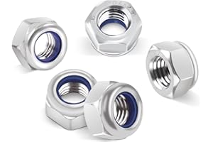 DIN985 50 Stück Sechskantmuttern M5, Leryati Sicherungsmuttern Edelstahl Standard A2 V2A M5 Mutter, Selbstsichernde Muttern Stoppmutter, Sechskant Edelstahlmutter Stoppmuttern Kontermuttern Set