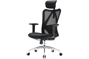 ‎SIHOO SIHOO Bürostuhl Ergonomischer Schreibtischstuhl, Drehstuhl hat Verstellbarer Lordosenstütze, Kopfstütze und Armlehne, Höhenverstellung und Wippfunktion, Rückenschonend, Bis 150kg/330LB Belastbar