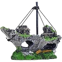 Comtervi Aquarium Deko Schiff Deko Schiffswrack Höhle Dekorationen Kunstharz Wasser Ornament Boot Landschaftsbau…