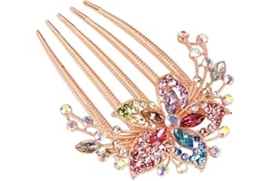 Clyhon Ozdoba do włosów z kwiatami, grzebień do włosów, akcesoria do włosów dla panny młodej, biżuteria do włosów, dla kobiet i dziewcząt