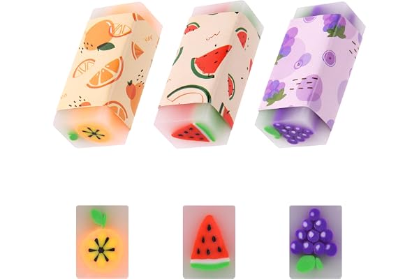 Vicloon Gommes ColoréEs pour Enfant, 3Pcs Papeterie Enfant Gommes, Caoutchoucs Gomme en Caoutchouc Pour école Croquis Bureaux Dessin Peintures pour Enfants & élève