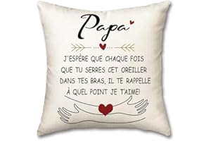 OMNIQI Cadeau Papa, Cadeau Fete des Peres Personnalisé Housses De Coussin, Cadeau Fête des Pères Cadeau Papa Anniversaire, Cadeau Futur Papa, Idee Cadeau Noel Papa, Cadeau pour Papa - 45 X 45 CM
