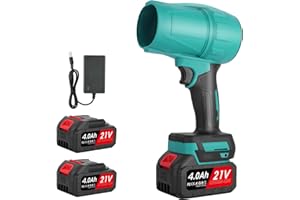 VOTHEN Souffleur de Feuilles sans Fil 21V, 130Km/h Mini Souffleur à Feuilles avec Turbocompresseur, 2 Batteries 3000 mAh, pour Le soufflage de la Neige, Le dépoussiérage et L'Entretien u Jardin