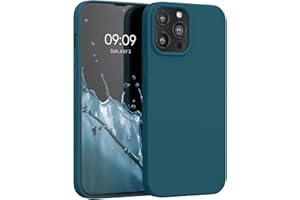 kwmobile Carcasa Compatible con Apple iPhone 13 Pro MAX Funda de Silicona - Flexible con Interior de Microfibra - Suave Protector antigolpes - petróleo Mate
