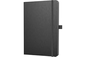 ONAVIA A5 Lined Notebook, Notebook Hardcover, 80 Sheets (160 Pages) 80 g/m², 7 mm Line Spacing for Home, School and Work (Black)