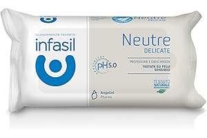 Infasil, Salviette Intime Neutre Delicate, Salviette Biodegradabili, Formula a pH 5.0, Clinicamente Testate, Gettabili nel WC