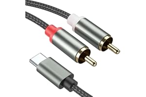 Froggen Câble USB de type C vers 2 RCA, câble adaptateur USB-C vers jack audio, câble audio de type C vers double câble RCA pour Téléphone Huawei/Amplificateur/Home Cinéma/Enceinte/HDTV etc.