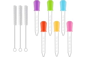Kafeiya Pipetas de Silicona de 5 ml(6 Piezas),Dispensador Líquido de Plástico con Cepillo de Limpieza,para Transferencia De Líquidos,para Dulces Aceite Cocina Niños