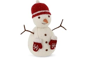 ‎GRY & SIF Gry & Sif Handgemacht & Fairtrade-Zertifiziert | Stilvolles dänisches Design X Nepali Kunsthandwerker | Großer Schneemann mit roter Mütze & Fäustlingen