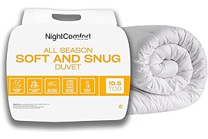NIGHTCOMFORT Night Comfort Soft & Snug Anti-Allergy 10.5 Tog All Season Single Duvet - Hypoallergenic Breathable Microfibre Cover with Lightweight Hollowfibre Filling Bedding Quilt - (200cmx135cm, White)
