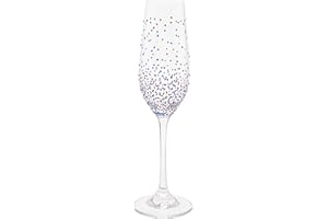 MATURI Hand Painted Blue Dot Pattern Champagne Flute, 220ml, Gift Boxed