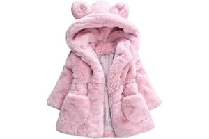 ANGEL ZYJ Unisexe Manteau Fille Garcon Fausse Fourrure à Capuche Cartoon Mignon à La Mode Hiver Chaud éPais Hooded Blouson en Coton 12 Mois - 6 Ans