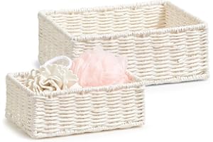 Zeller 18094 Storage Baskets Set of 2 Paper Wicker 24 x 18 x 9 cm White
