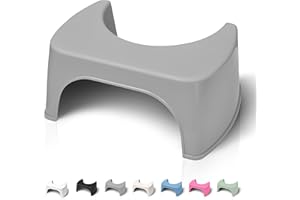 WELL CARE Taburete de Baño Gris - Reposapiés fisiológico de Inodoro para Adulto - Favorece la posición Squatty contra el estreñimiento en el WC - Plástico Reciclado