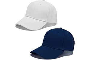 SAIIURV 2 Pcs Kids Plain Baseball Cap Girls Boys Childrens Hat, Sport Solid Sun Hat Unisex Baseball Cap Polo Style Classic, Adjustment Hats for Golf Running Sports Outdoor Workouts (Navy Blue, White)